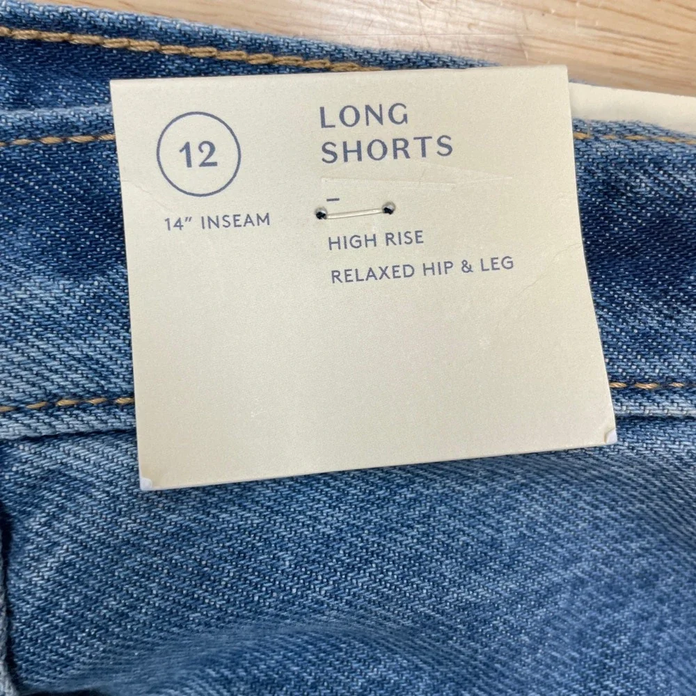 Universal Thread Womens Blue High Rise Relaxed Long Denim Bermuda Shorts Size 12